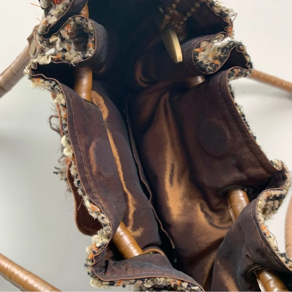 Vintage Mary Frances Handbag Purse Beaded Boho Floral Brown - Picture 12 of 13